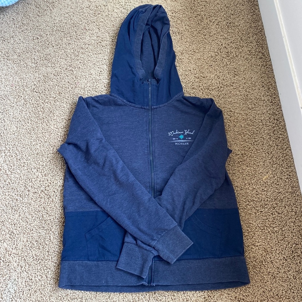Navy blue Mackinac island zip up